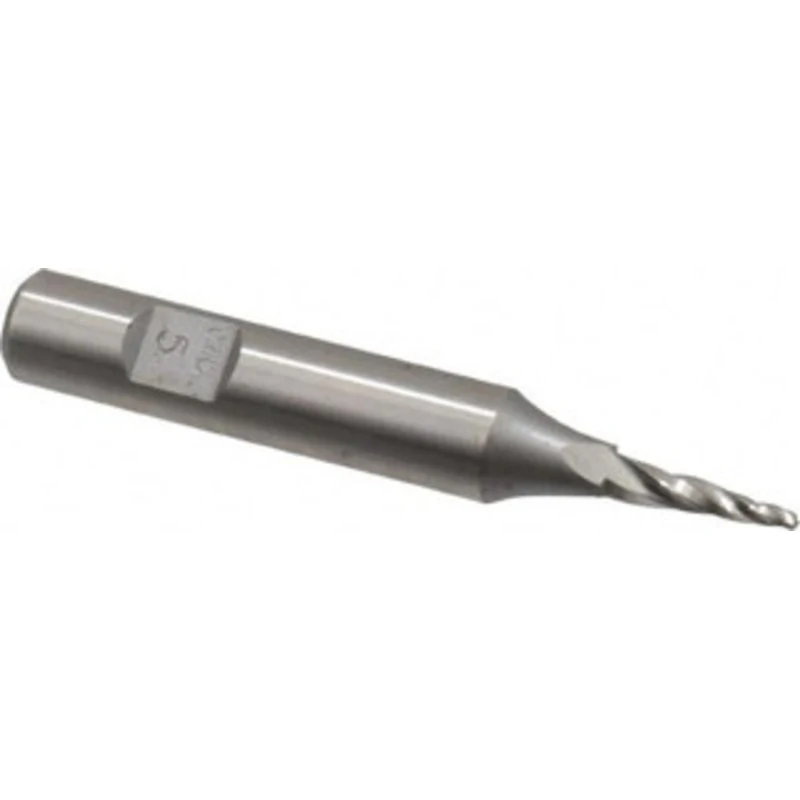 Made in USA 5 per Side 1/16 Small End Diam 1/2 LOC 3-Flute High Speed Steel Tapered Ball End Mill 3/8 Shank Diam, 2-5...